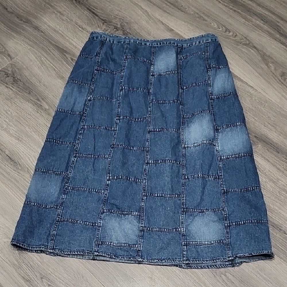 Studio West Patchwork Denim Maxi Skirt